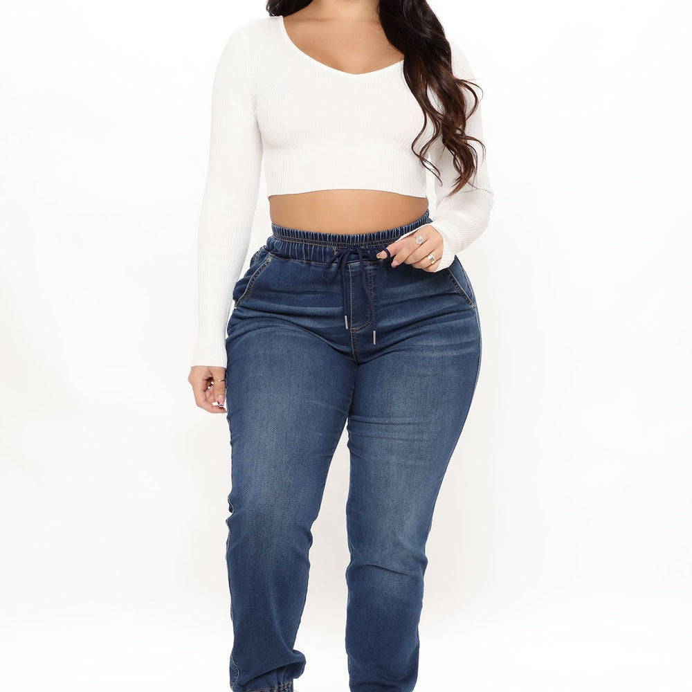 A Soft Touch Knit Denim Joggers