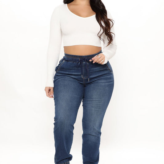 A Soft Touch Knit Denim Joggers