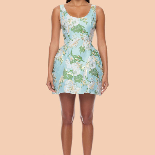 Alicia Drop Waist Jacquard Mini Dress