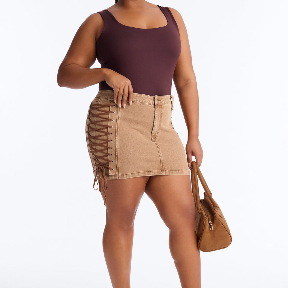 After Hours Lace Up Mini Skirt