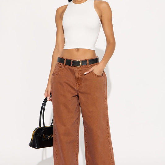 Alexandra Twill Wide Leg Barrel Pant