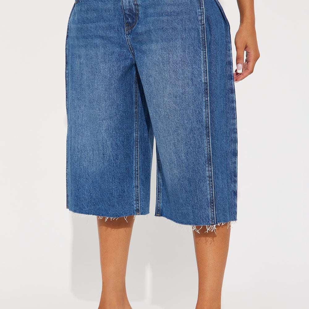 Aleksa Pleated Non Stretch Denim Jorts