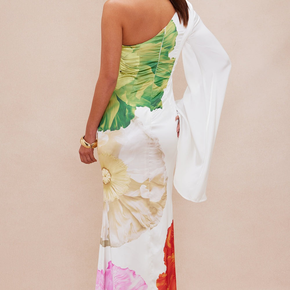 Alana One Shoulder Satin Maxi Dress