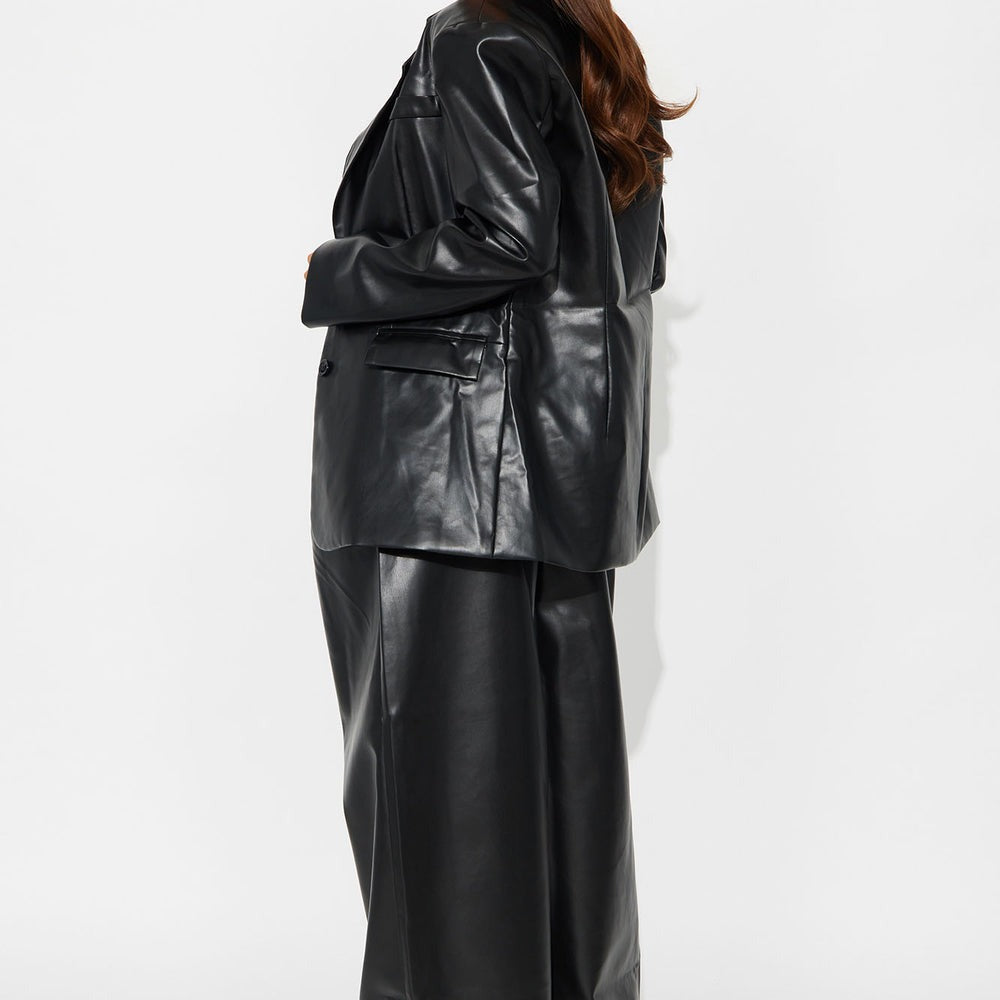 Alessandra Faux Leather 2Piece Blazer Jumpsuit
