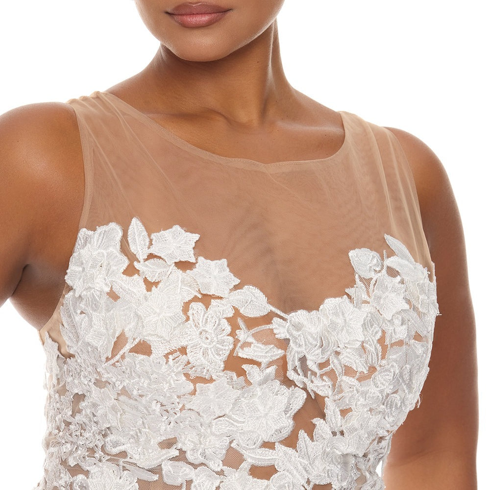 Alicia Embroidered High Low Gown