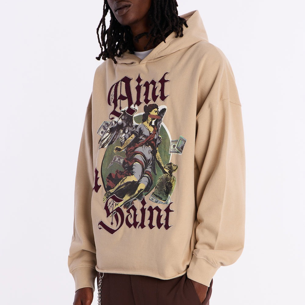 Aint A Saint Raw Hem Oversized Hoodie