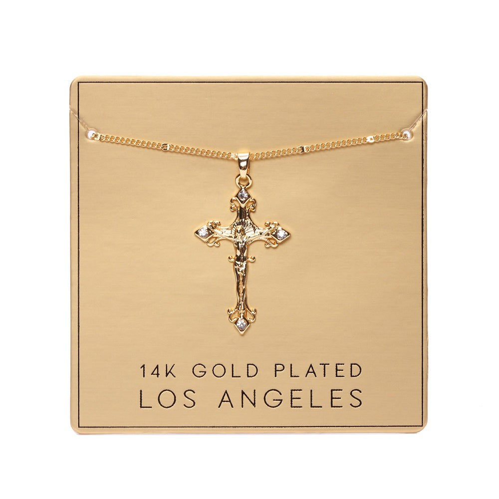 14K Gold Plated Cross Necklace