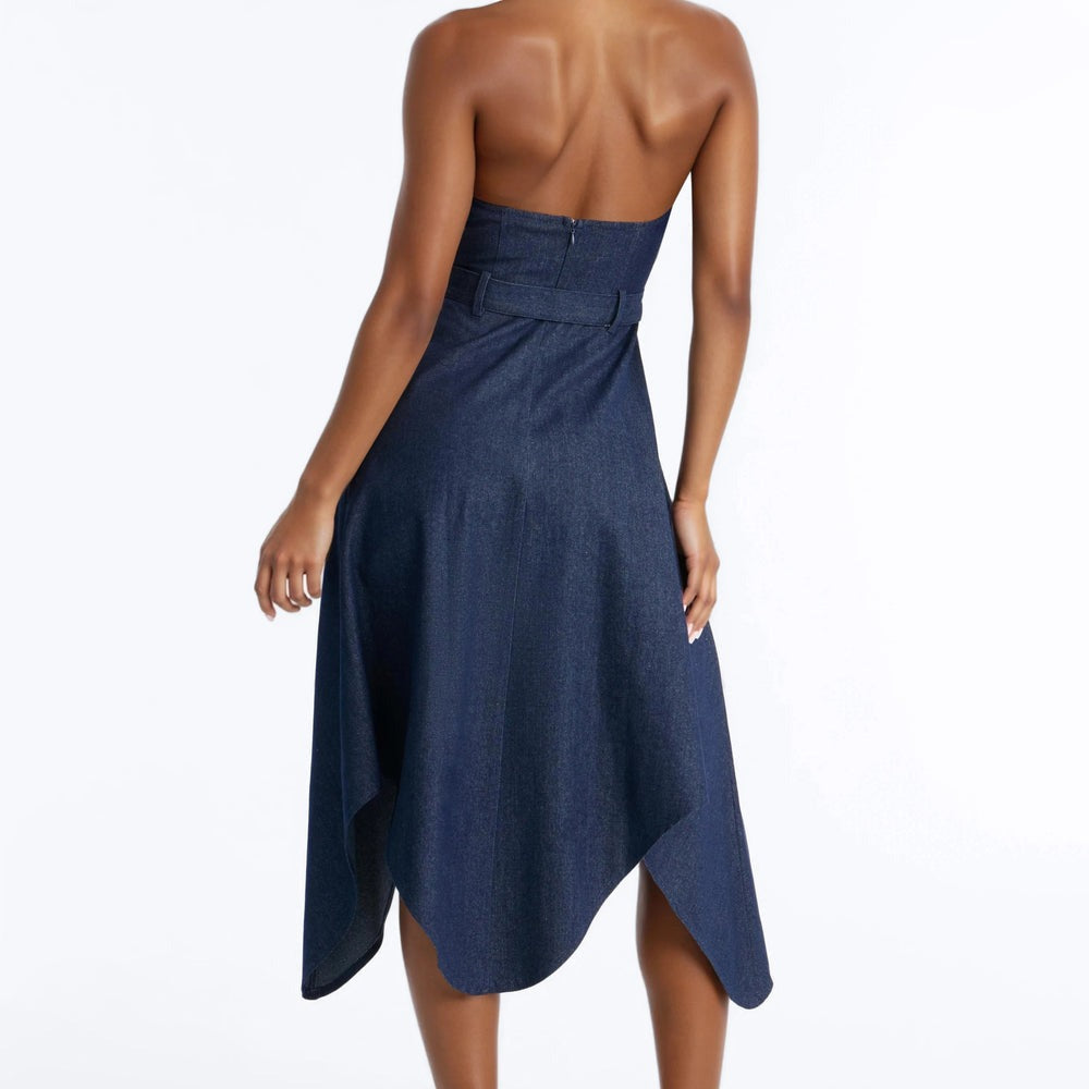 Alana Belted Denim Midi Dress