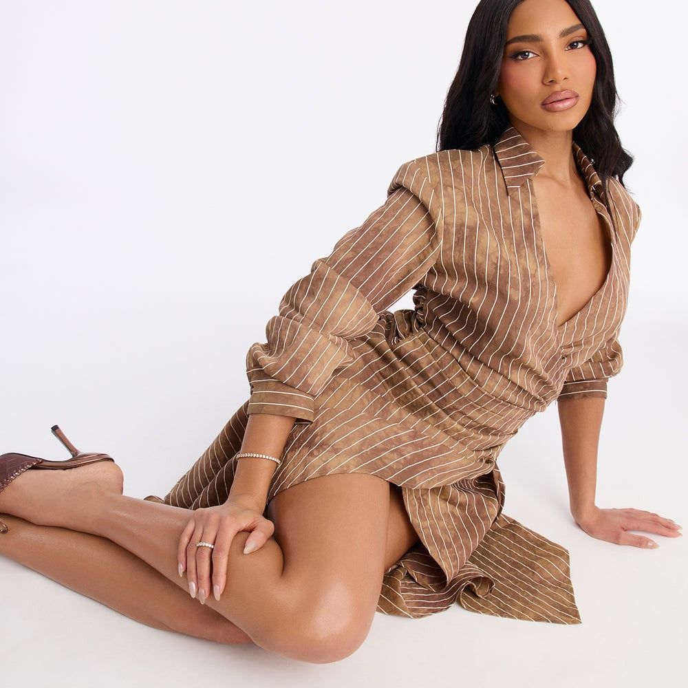 Adeline Pinstripe Tie Dye Midi Dress