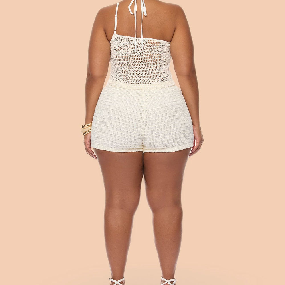 Alayah Floral Applique Crochet Short Set