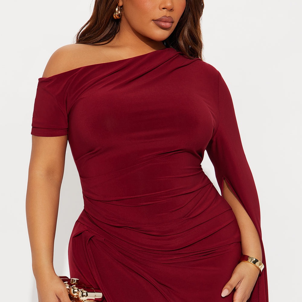 After Thought Asymmetrical Draped Maxi Dress