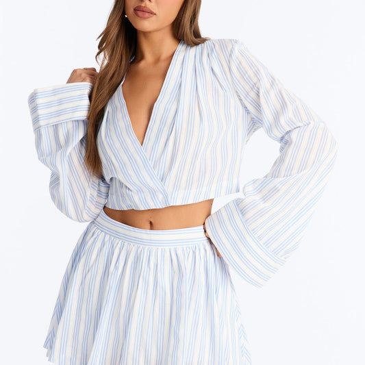 Adrianna Striped 3 Piece Mini Skirt Set