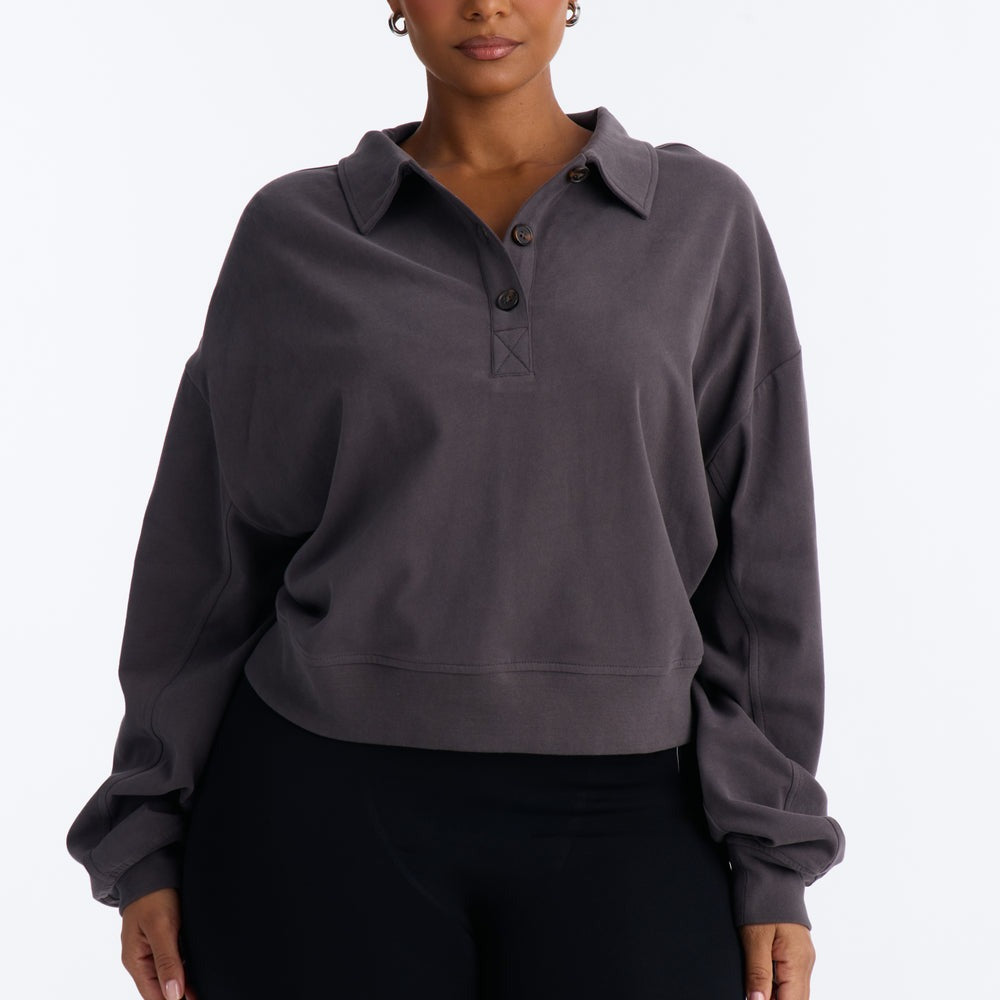 Alex Long Sleeve Button Up Polo Top