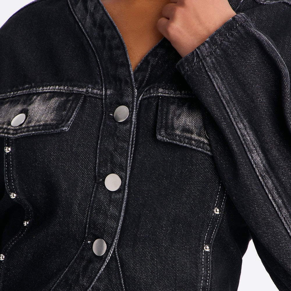 Alana Washed Studded Denim Pant Set
