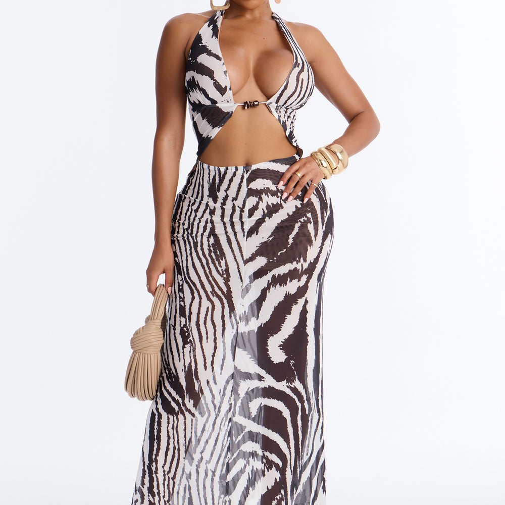 Alara Halter Mesh Maxi Dress