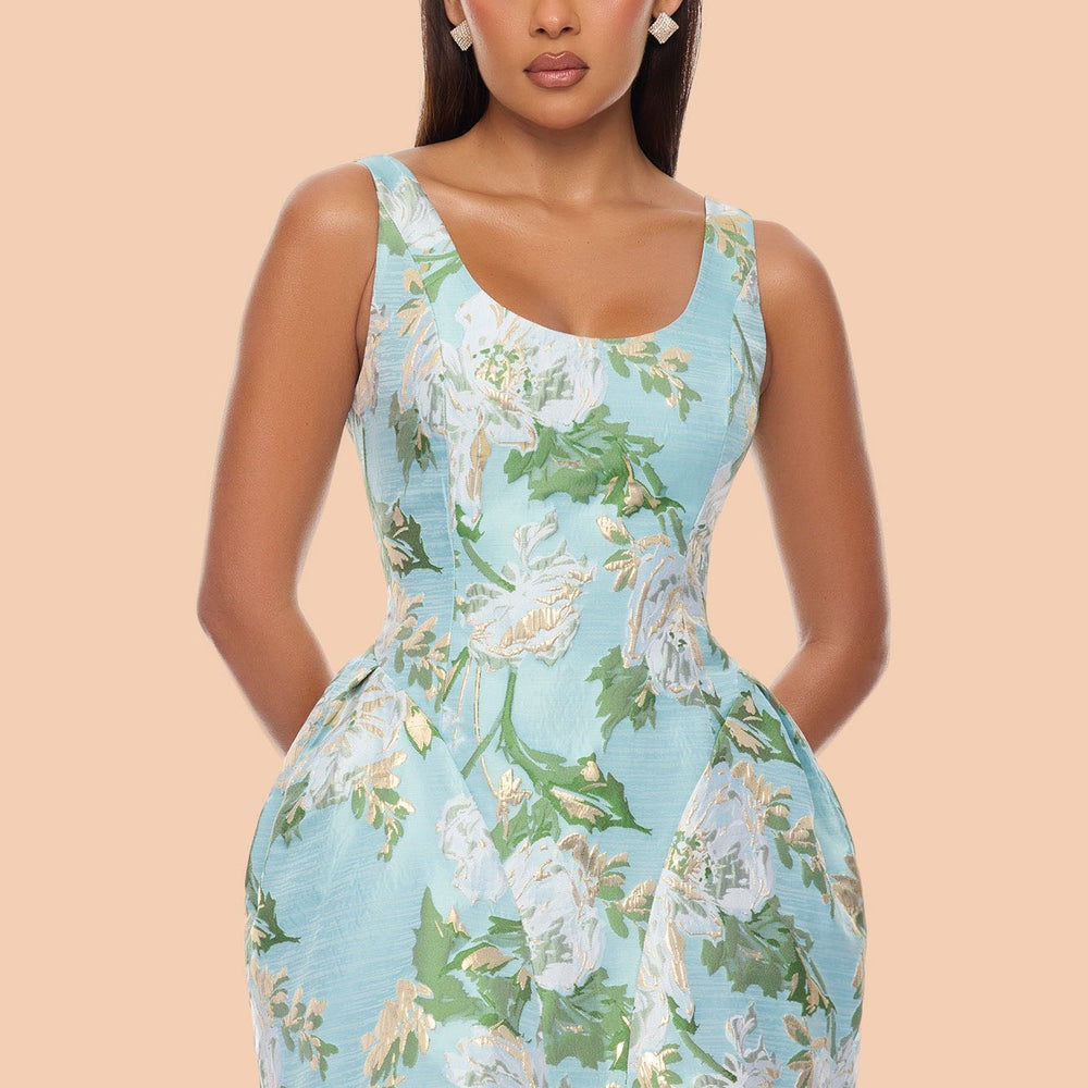 Alicia Drop Waist Jacquard Mini Dress